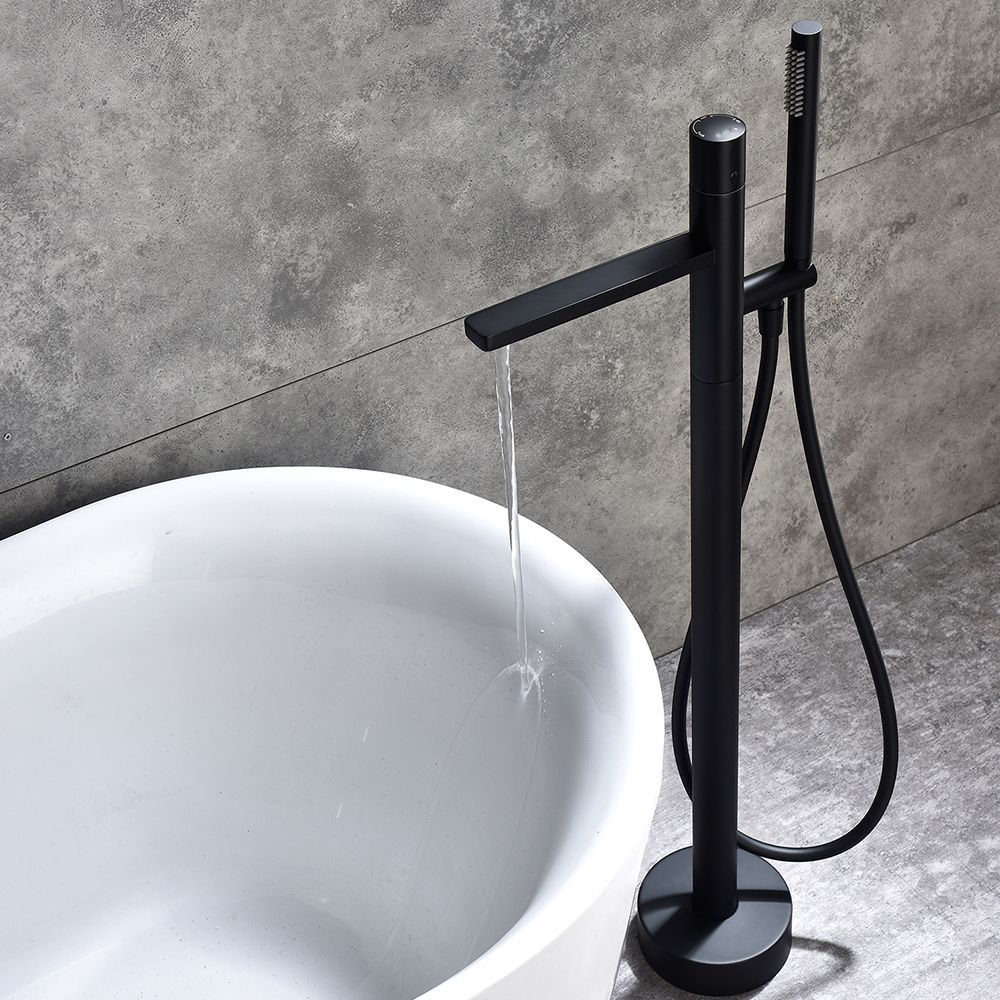 KT-81001 Matt Black Brass Bathtub Faucets Free Standing Bath Taps