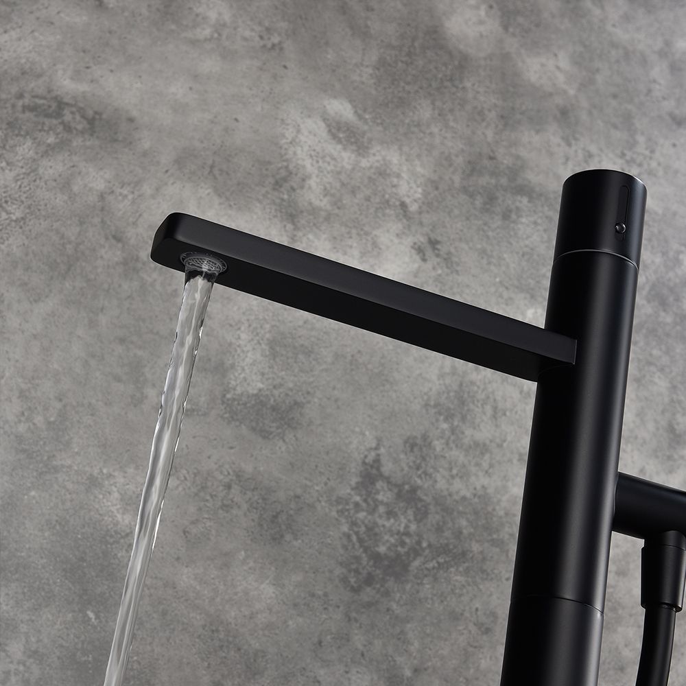 KT-81001 Matt Black Brass Bathtub Faucets Free Standing Bath Taps