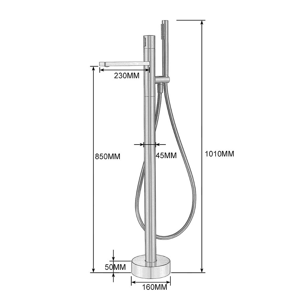 KT-81001 Matt Black Brass Bathtub Faucets Free Standing Bath Taps
