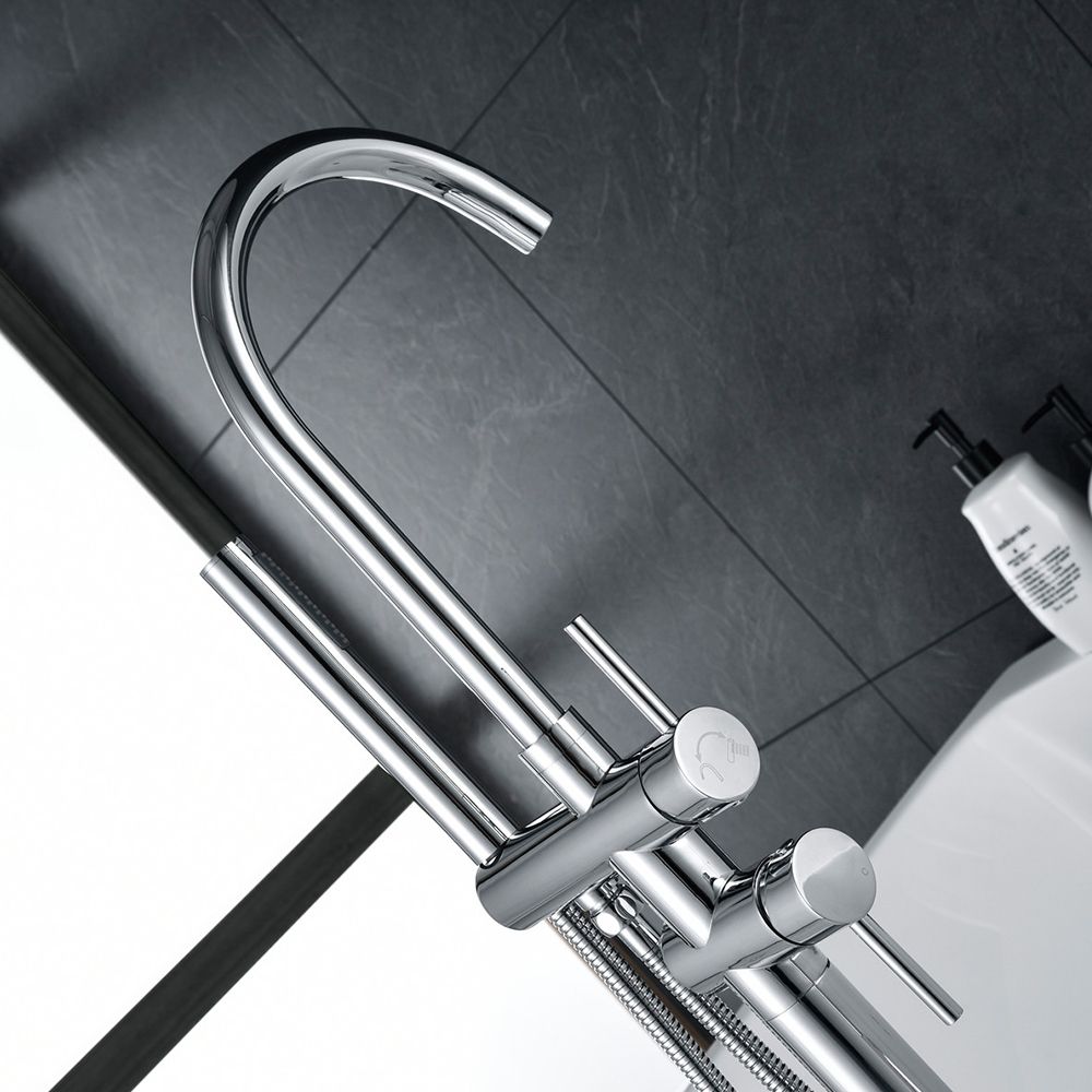KT-61005 Matt Black Brass Tub Faucet With Hand Shower