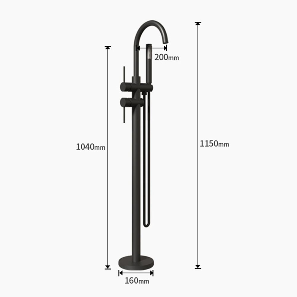 KT-61005 Matt Black Brass Tub Faucet With Hand Shower