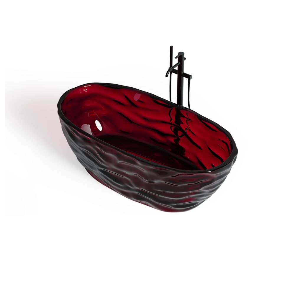 KT-8119R Transparent Resin Freestanding Tub with Wave Texture – Stylish and Durable Bathroom Fixture