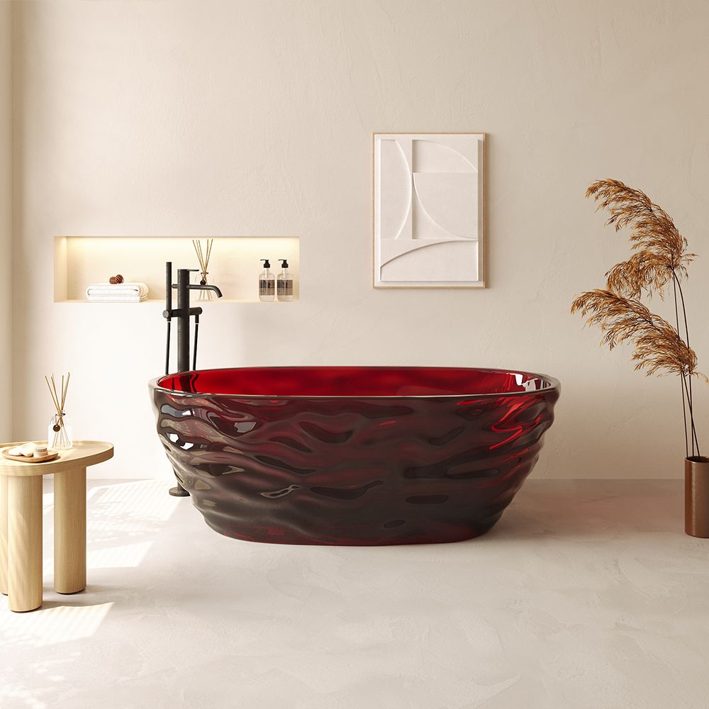 KT-8119R Transparent Resin Freestanding Tub with Wave Texture – Stylish and Durable Bathroom Fixture