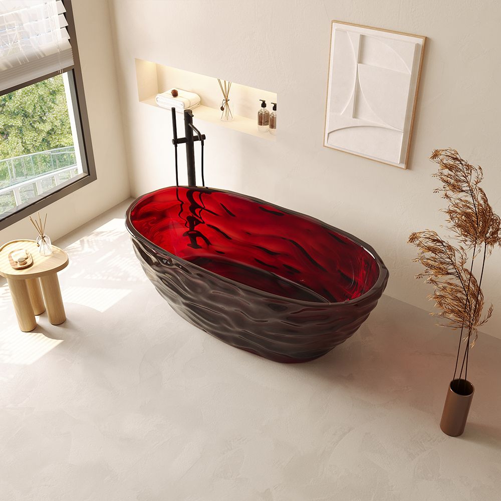 KT-8119R Transparent Resin Freestanding Tub with Wave Texture – Stylish and Durable Bathroom Fixture