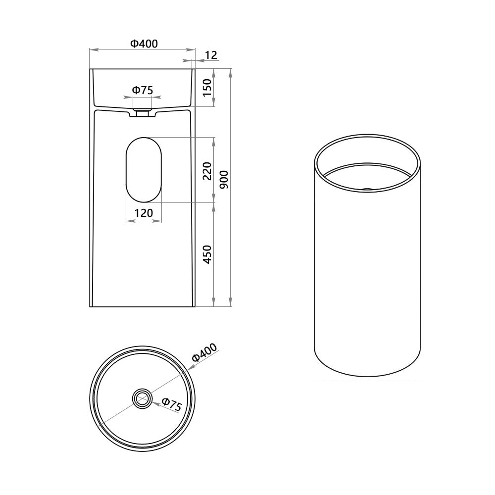 KT-3001 Solid Surface Freestanding Pedestal Sink