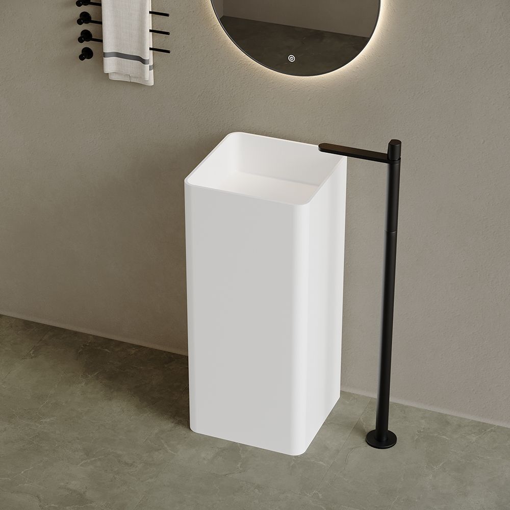 KT-3011 Resin Stone Square Pedestal Freestanding Sink