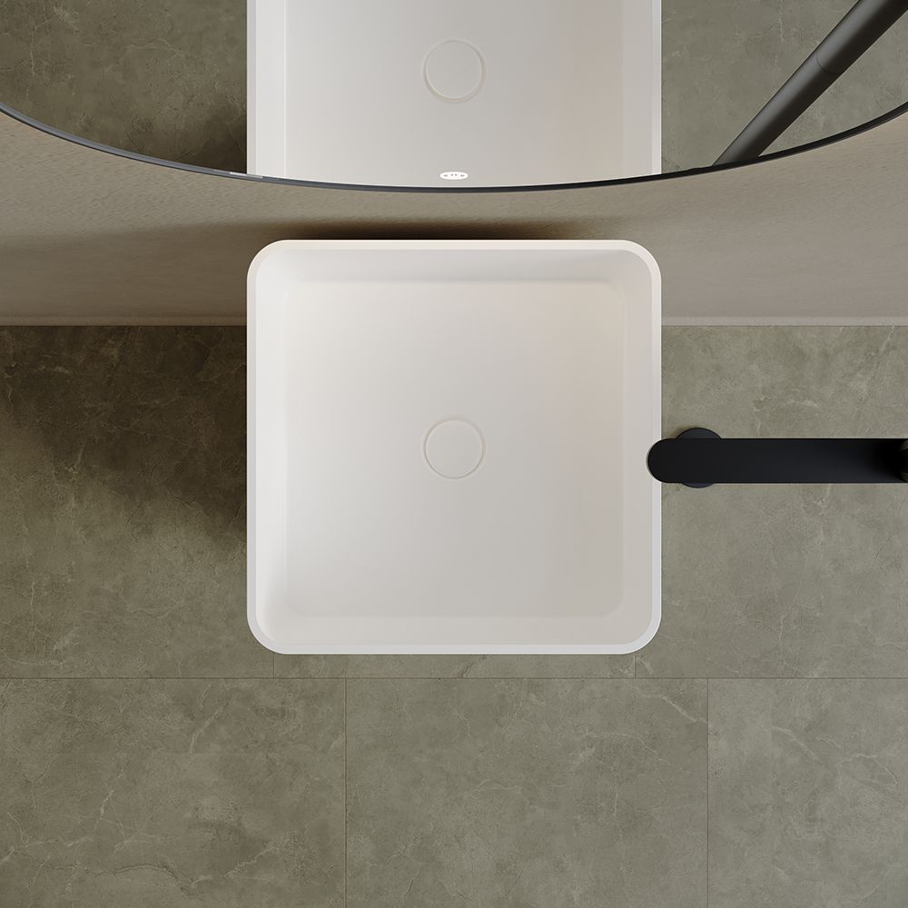 KT-3011 Resin Stone Square Pedestal Freestanding Sink