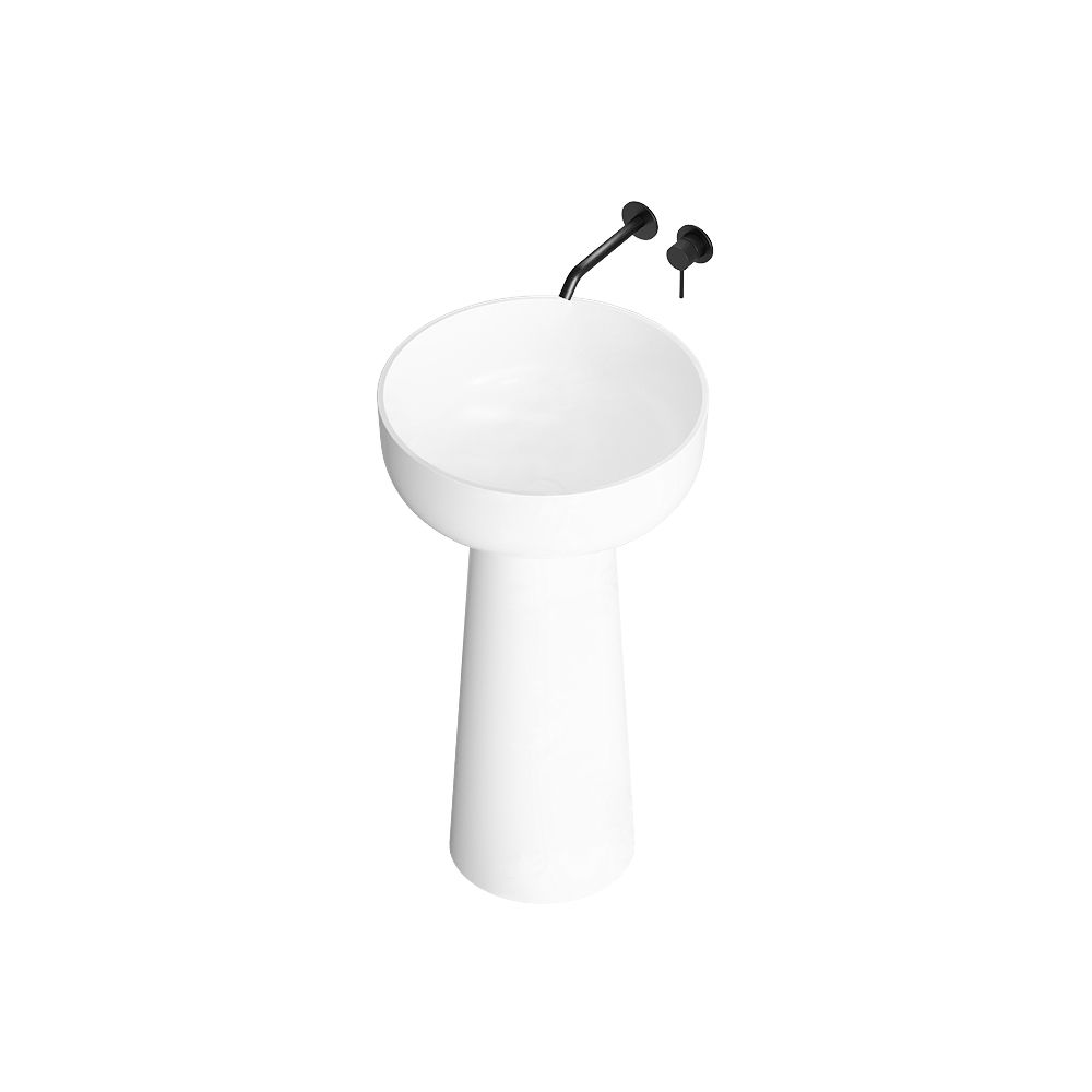 KT‑3033 Resin Stone Round Freestanding Pedestal Sink