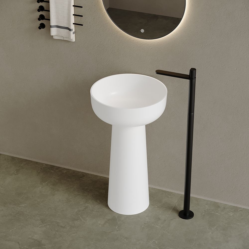 KT‑3033 Resin Stone Round Freestanding Pedestal Sink