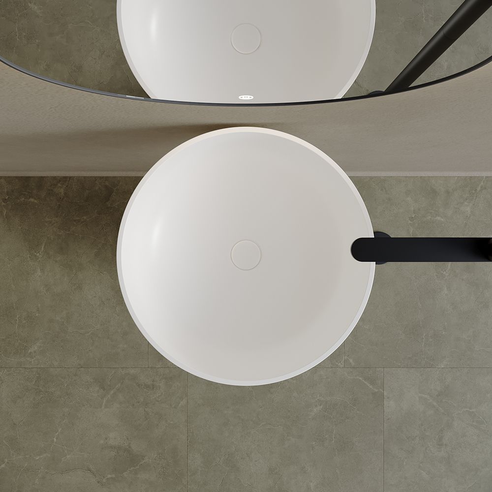 KT‑3033 Resin Stone Round Freestanding Pedestal Sink