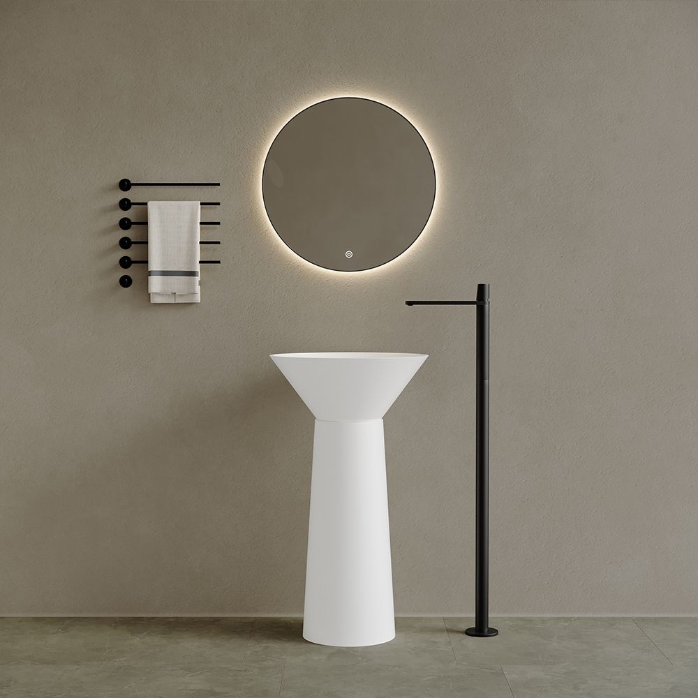 KT-3038 Freestanding Cone Shape Wash Basin in Solid Surface