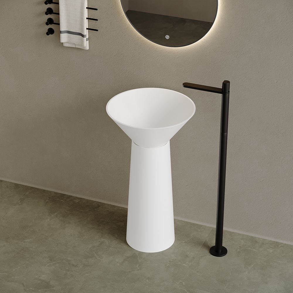 KT-3038 Freestanding Cone Shape Wash Basin in Solid Surface