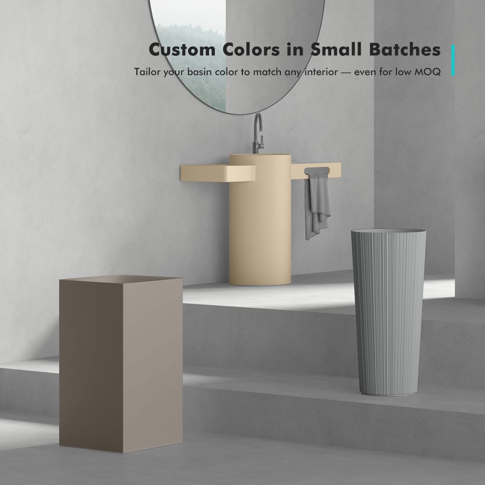 KT-6102 Resin Stone Cone Shape Freestanding Stand Alone Sink