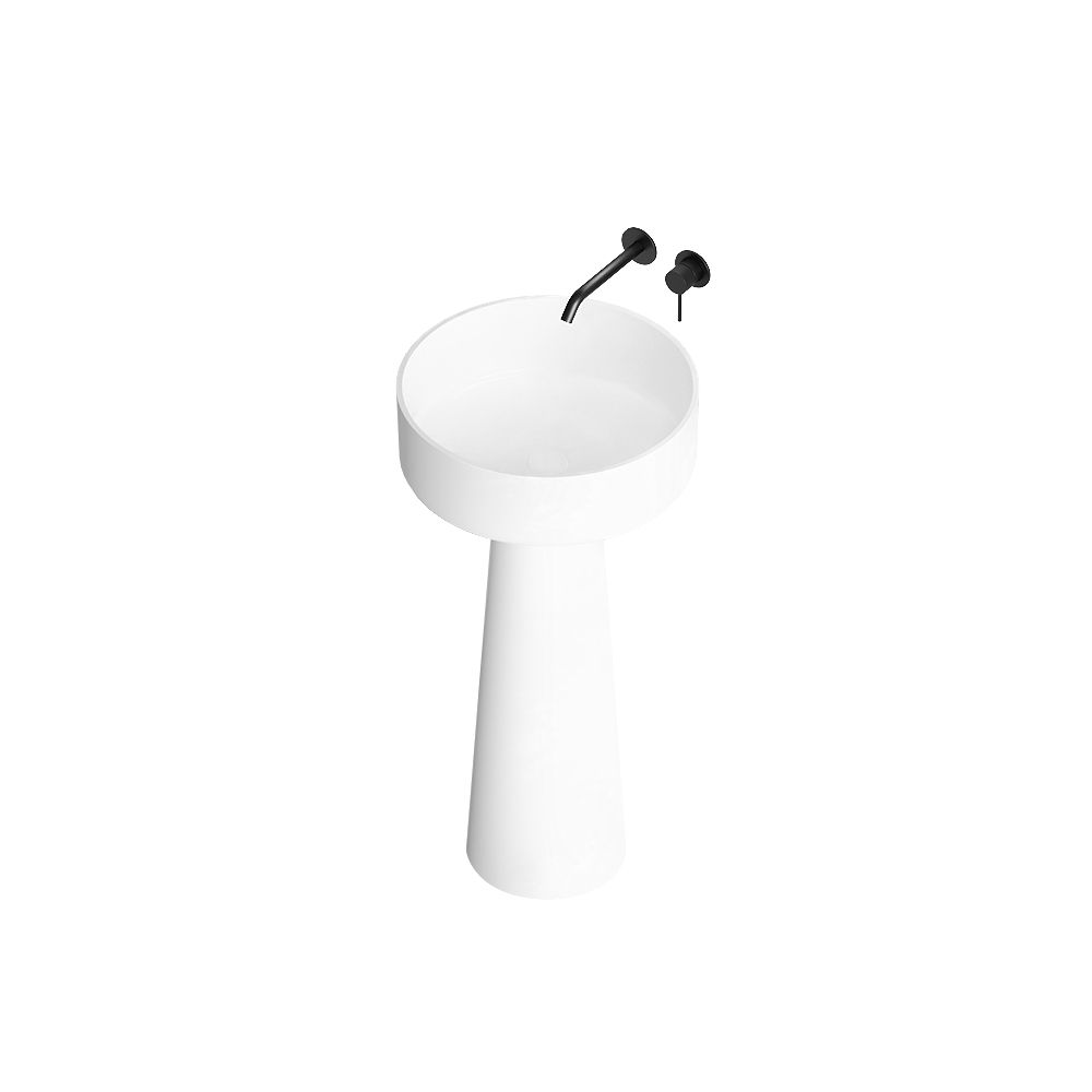 KT-3040 Round Solid Surface Pedestal Basin with Funnel Shape Design