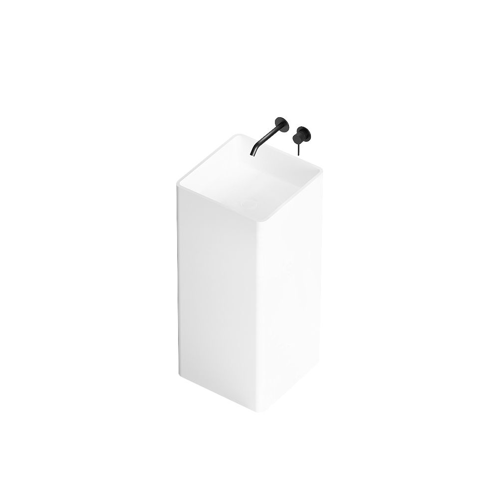 KT-6601 Resin Stone Square Shape Freestanding Pedestal Basin