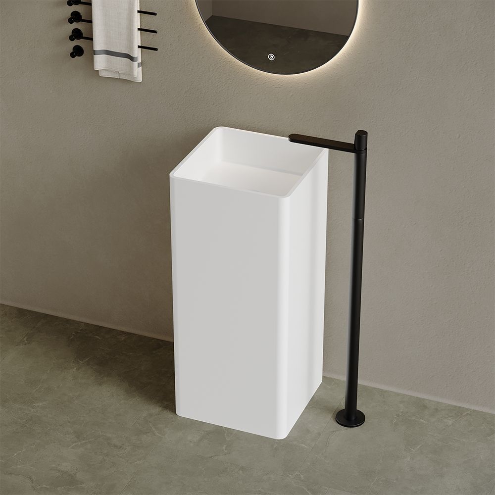 KT-6601 Resin Stone Square Shape Freestanding Pedestal Basin