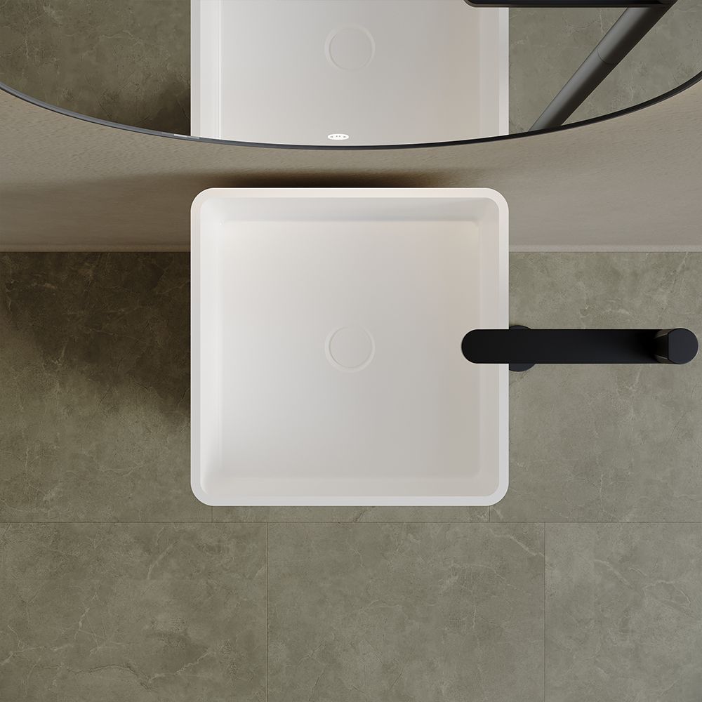 KT-6601 Resin Stone Square Shape Freestanding Pedestal Basin