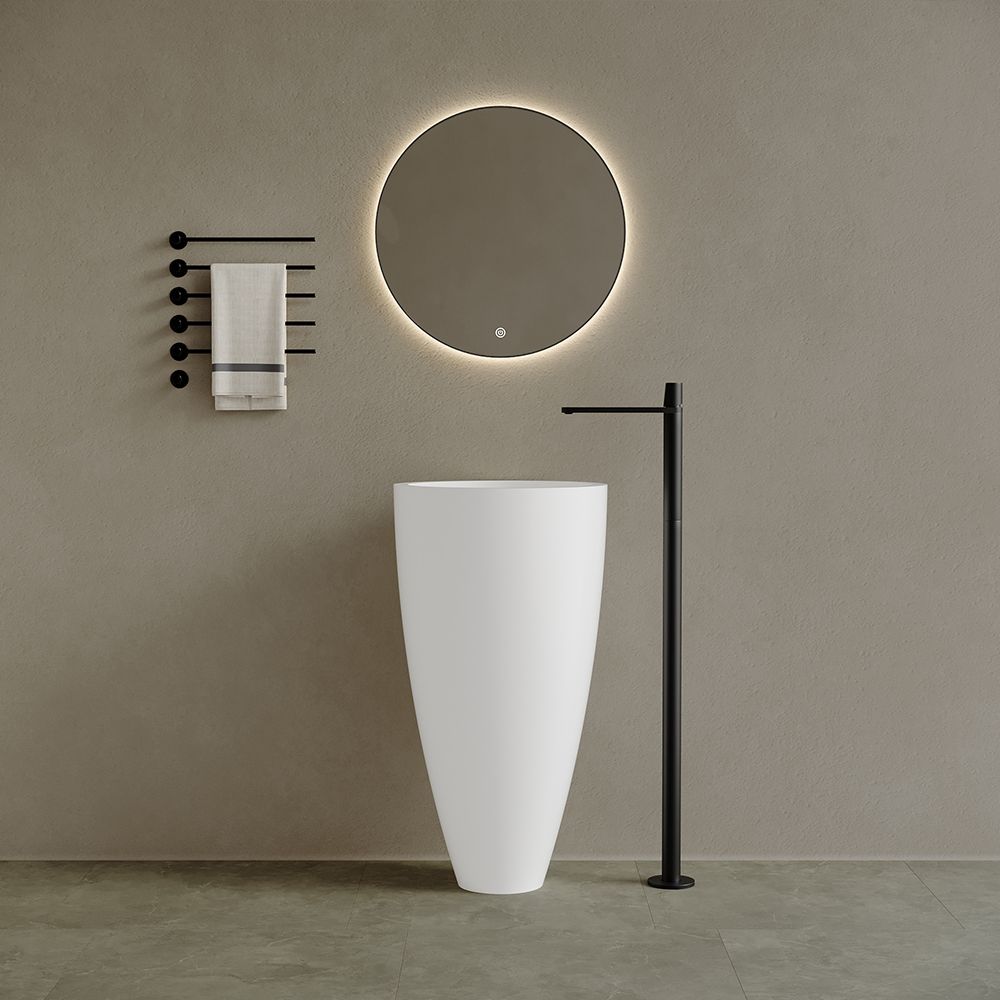 KT-6603 Resin Stone Conical Freestanding Pedestal Wash Basin