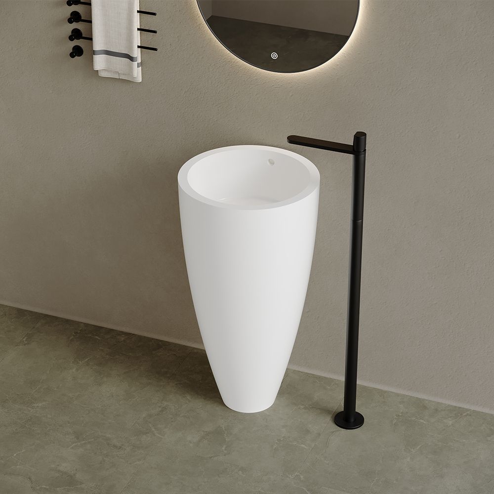 KT-6603 Resin Stone Conical Freestanding Pedestal Wash Basin