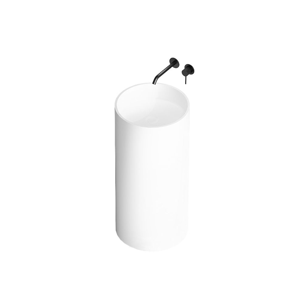 KT-6602 Resin Stone Solid Surface Round Pedestal Sink
