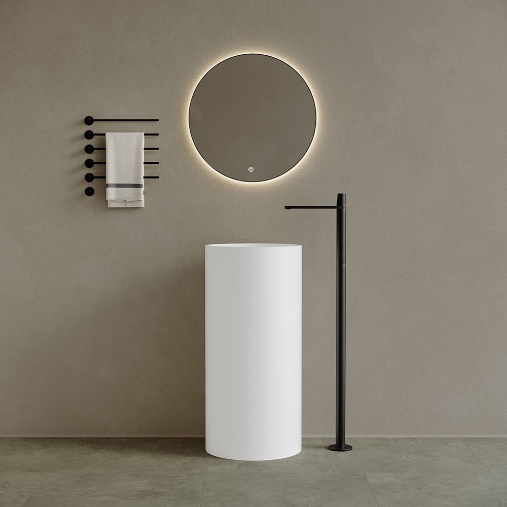 KT-6602 Resin Stone Solid Surface Round Pedestal Sink