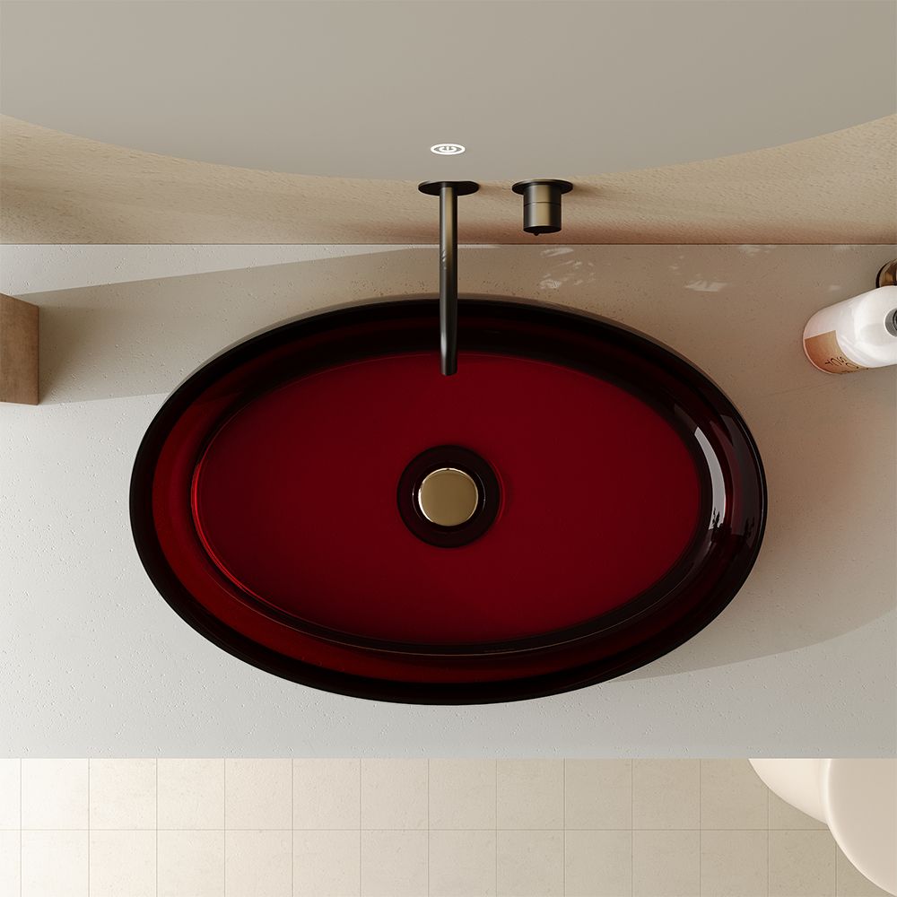 KT-2006R Transparent Oval Countertop Wash Basin Resin Vessel Sink