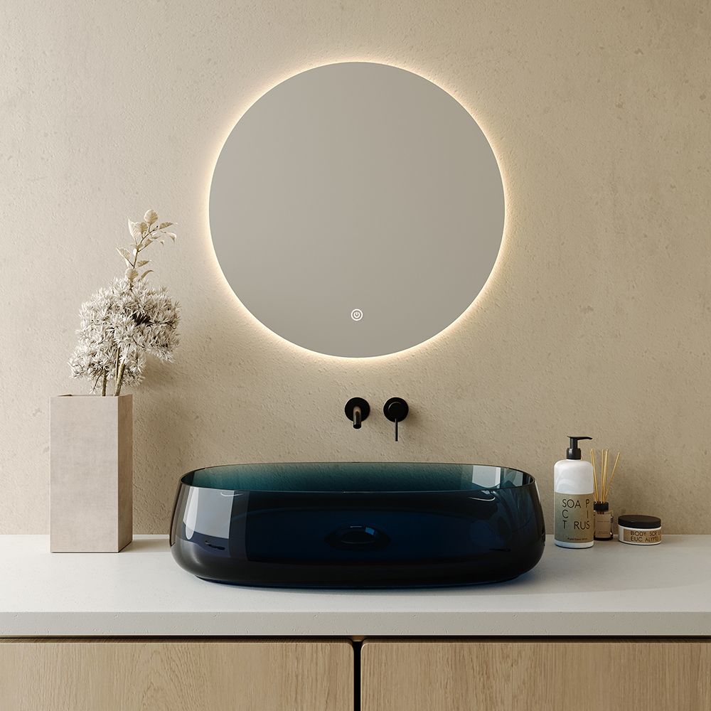 KT-2007R Transparent Modern Vessel Sink Slim Countertop Basin