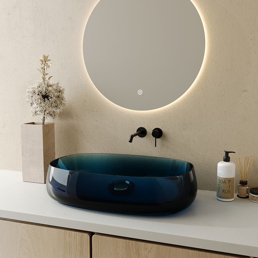 KT-2007R Transparent Modern Vessel Sink Slim Countertop Basin