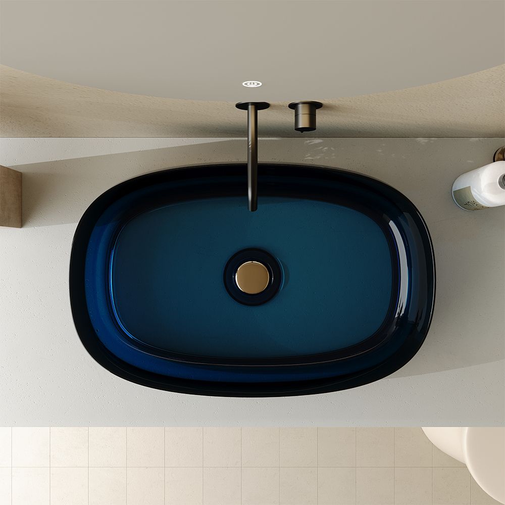 KT-2007R Transparent Modern Vessel Sink Slim Countertop Basin