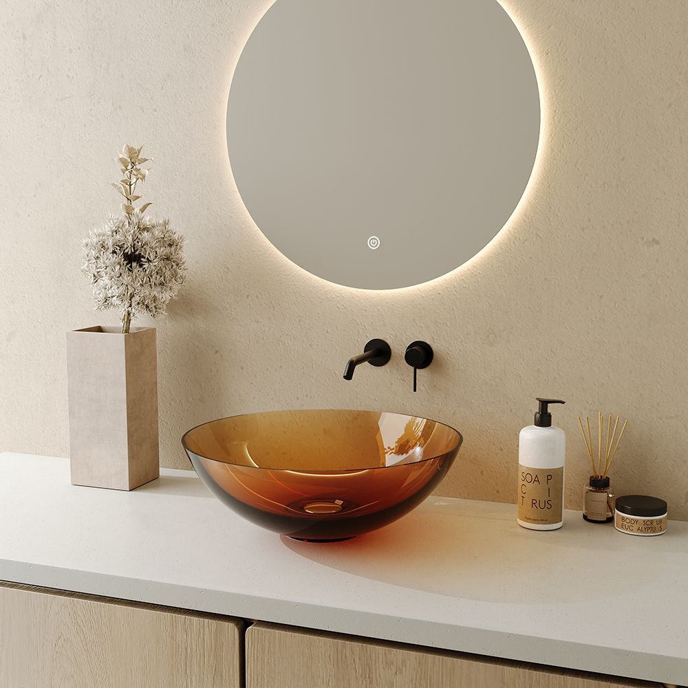 KT-2001R Round Resin Vessel Sink in Vibrant Orange – Stylish Countertop Basin