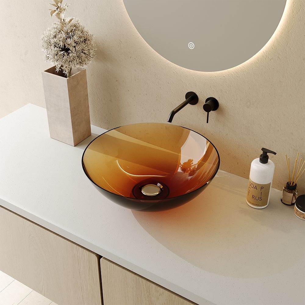 KT-2001R Round Resin Vessel Sink in Vibrant Orange – Stylish Countertop Basin