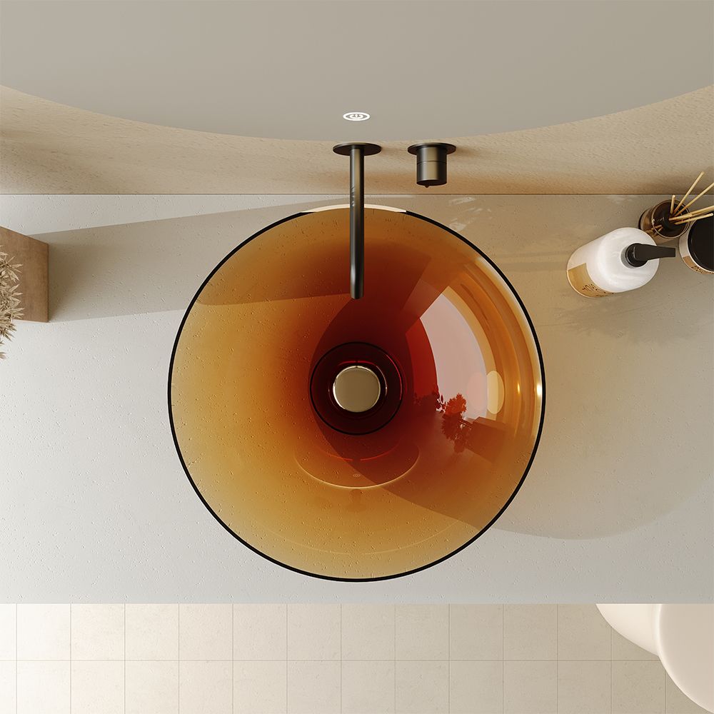 KT-2001R Round Resin Vessel Sink in Vibrant Orange – Stylish Countertop Basin