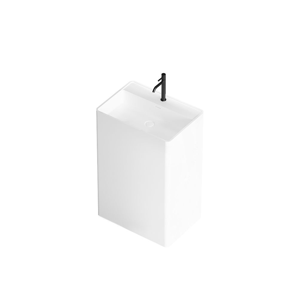 KT-6609 Resin Stone Solid Surface Rectangle Pedestal Sink