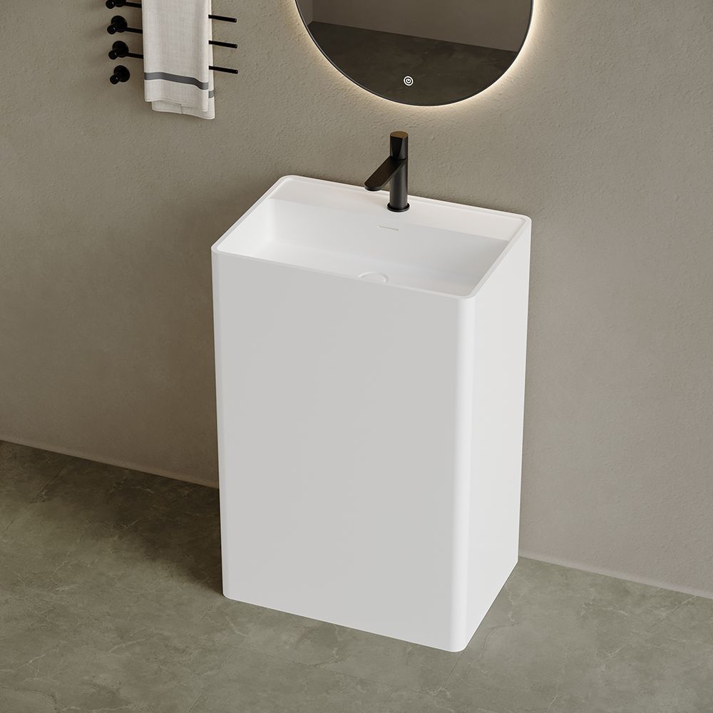 KT-6609 Resin Stone Solid Surface Rectangle Pedestal Sink