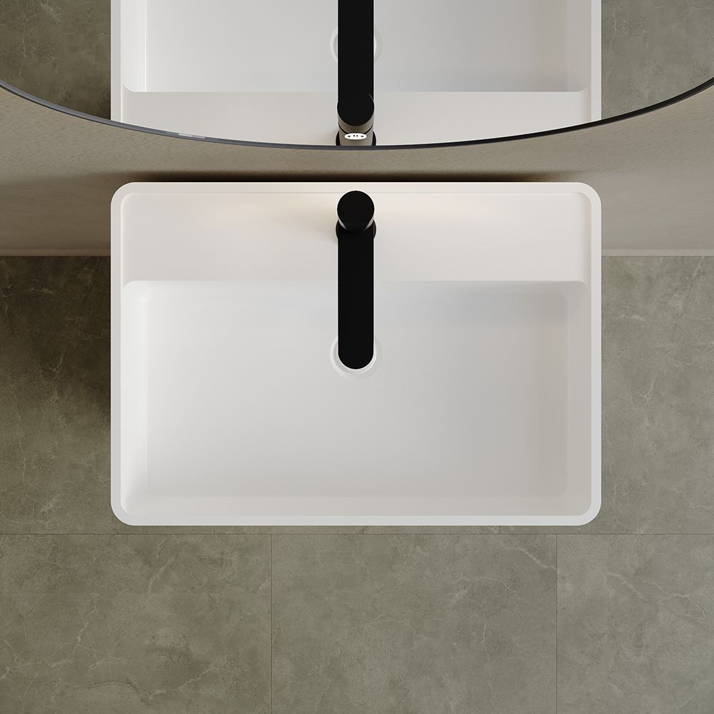 KT-6609 Resin Stone Solid Surface Rectangle Pedestal Sink