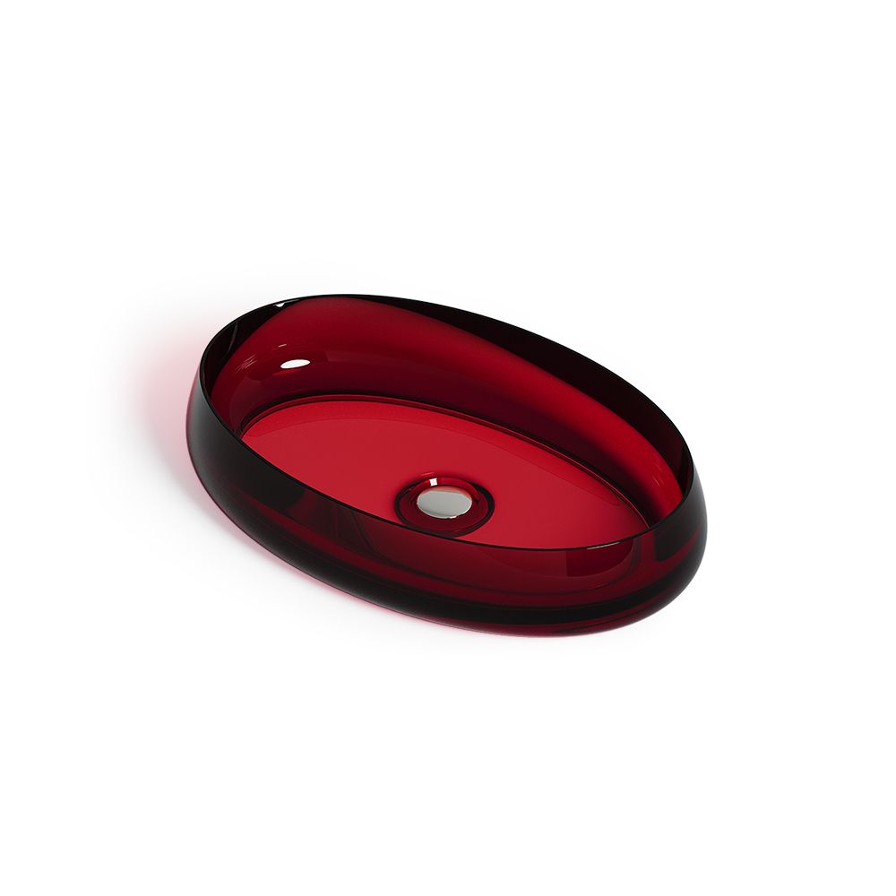 KT-2006R Transparent Oval Countertop Wash Basin Resin Vessel Sink