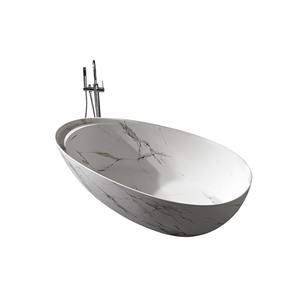 KT-8209M Oval Patterned Resin Stone Freestanding Bathtub – Customizable Color & Marble Texture