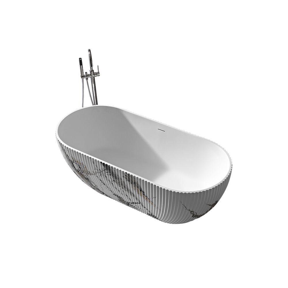 KT-8225M Oval Patterned Resin Stone Freestanding Bathtub