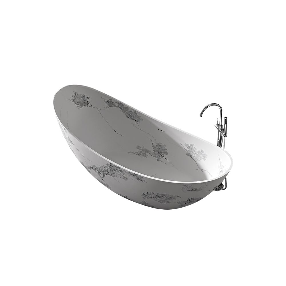 KT-8227M Track-inspired Patterned Artificial Stone Freestanding Bathtub