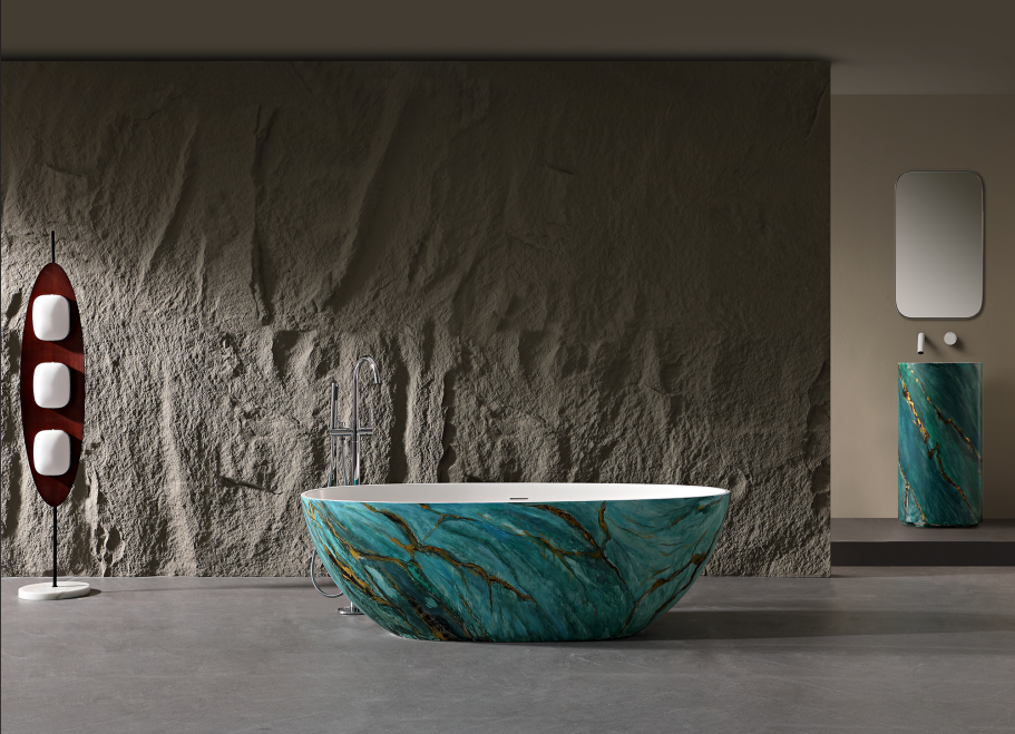 Marble-Texture Solid Surface Bathtubs: Steady Warmth and Ultimate Comfort