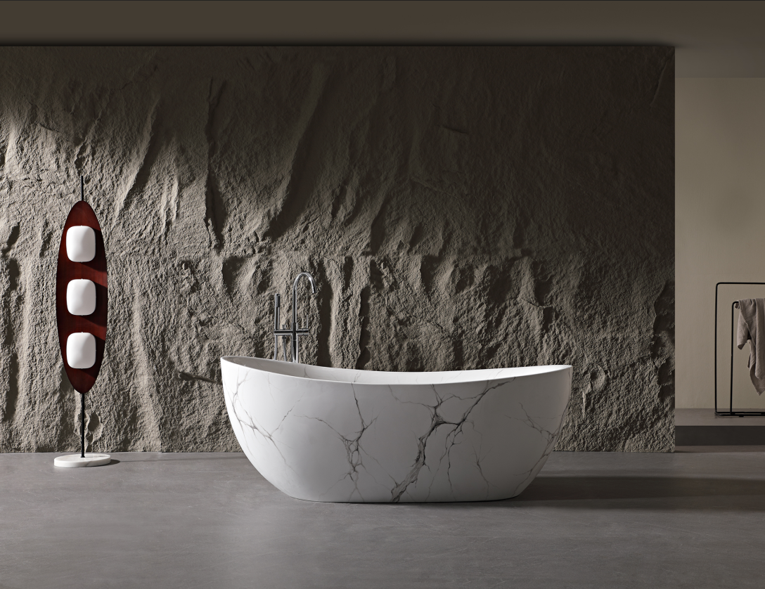 Marble-Texture Solid Surface Bathtubs: Durable and Quality-Assured