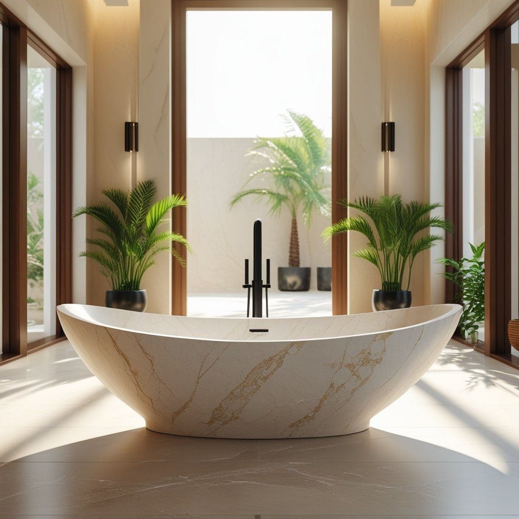 Which Interior Styles Are Suitable for Marble-Texture Solid Surface Bathtubs?