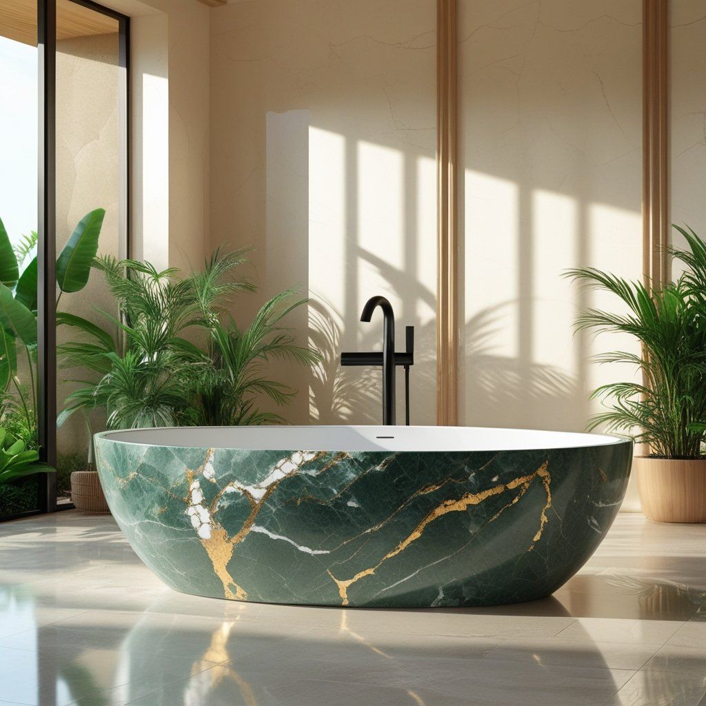 How Does a Marble-Texture Solid Surface Bathtub Elevate the Overall Grade of Your Bathroom Space?