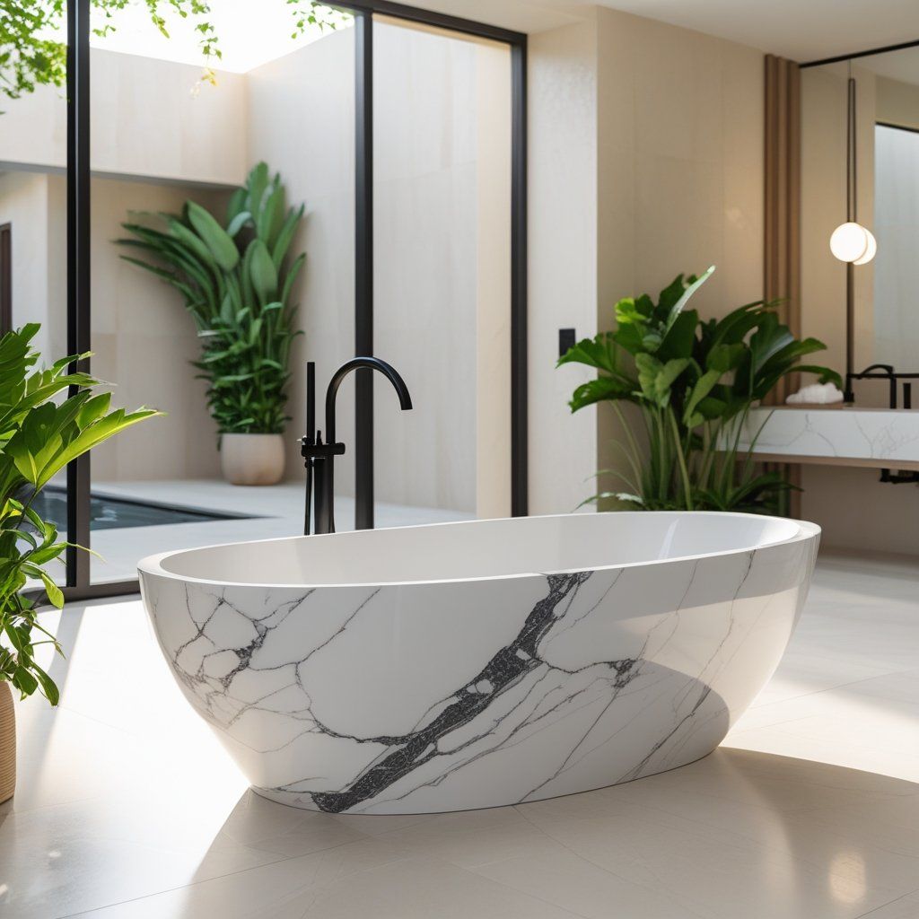 The Secret to Creating a Comfortable Bathing Experience with Marble-Texture Solid Surface Bathtubs