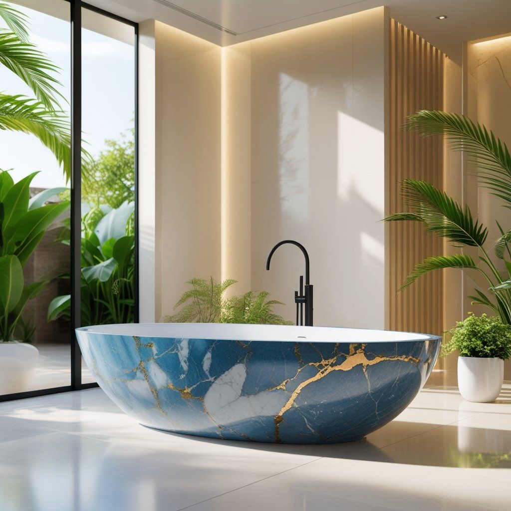 The Luxurious New Bathroom Experience Brought by Marble-Texture Solid Surface Bathtubs