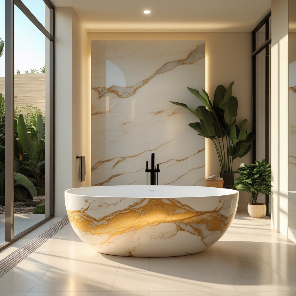 Five Key Details You Shouldn't Overlook When Buying a Marble-Texture Solid Surface Bathtub
