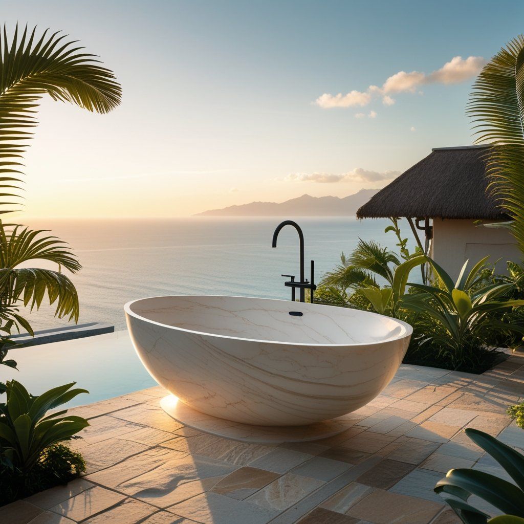 Using Lighting Design to Highlight the Luxury of Marble-Texture Solid Surface Bathtubs
