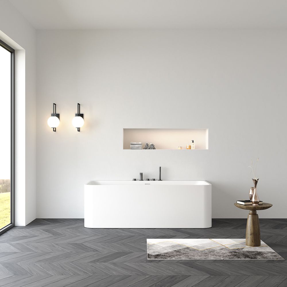 KT-8112 Back To Wall Freestanding Tub Solid Surface Soaking Tub