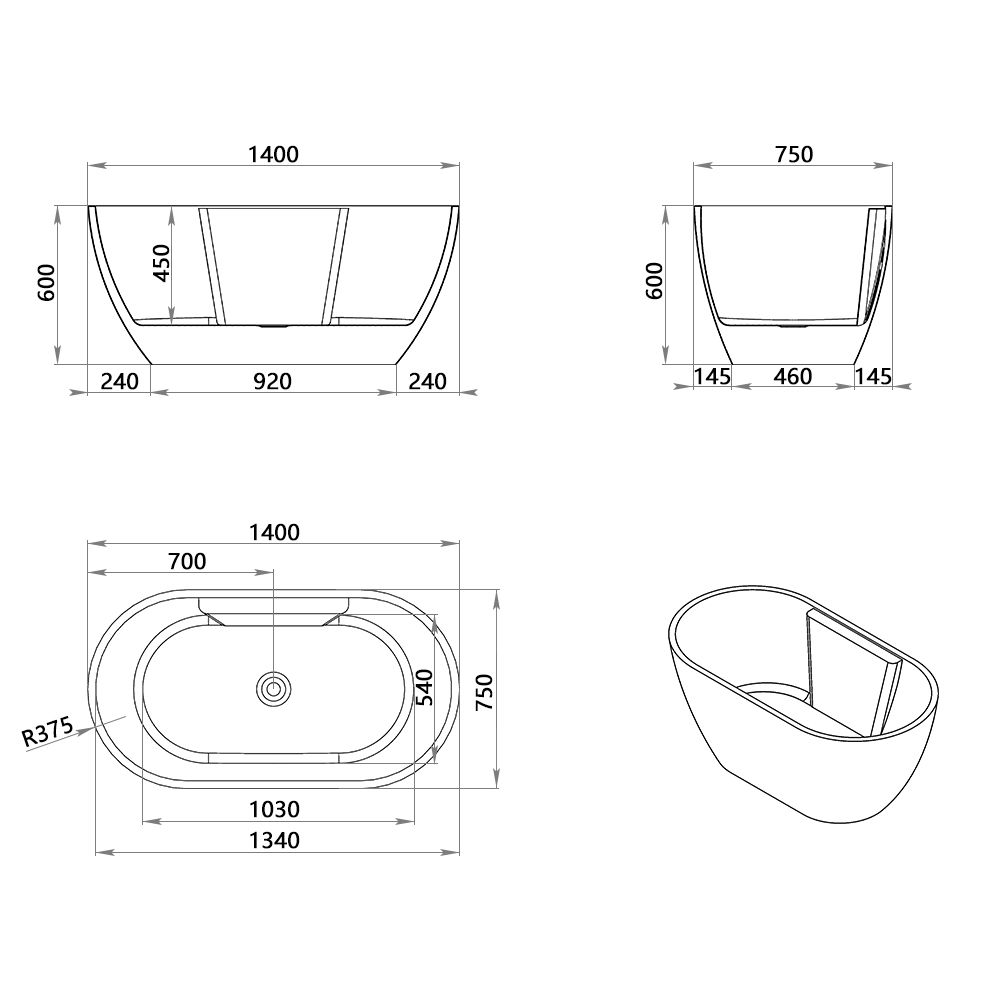 KT-8021 Freestanding Massage Bathtub