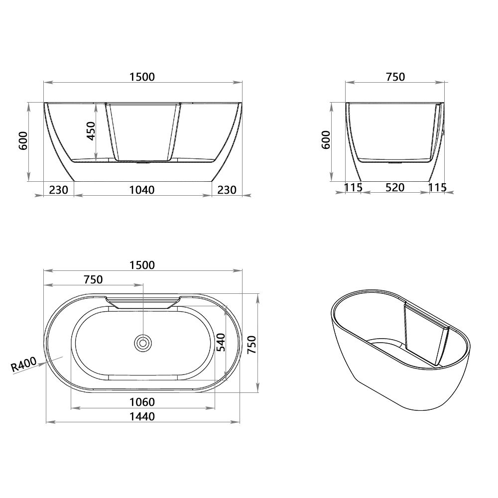 KT-8021 Freestanding Massage Bathtub